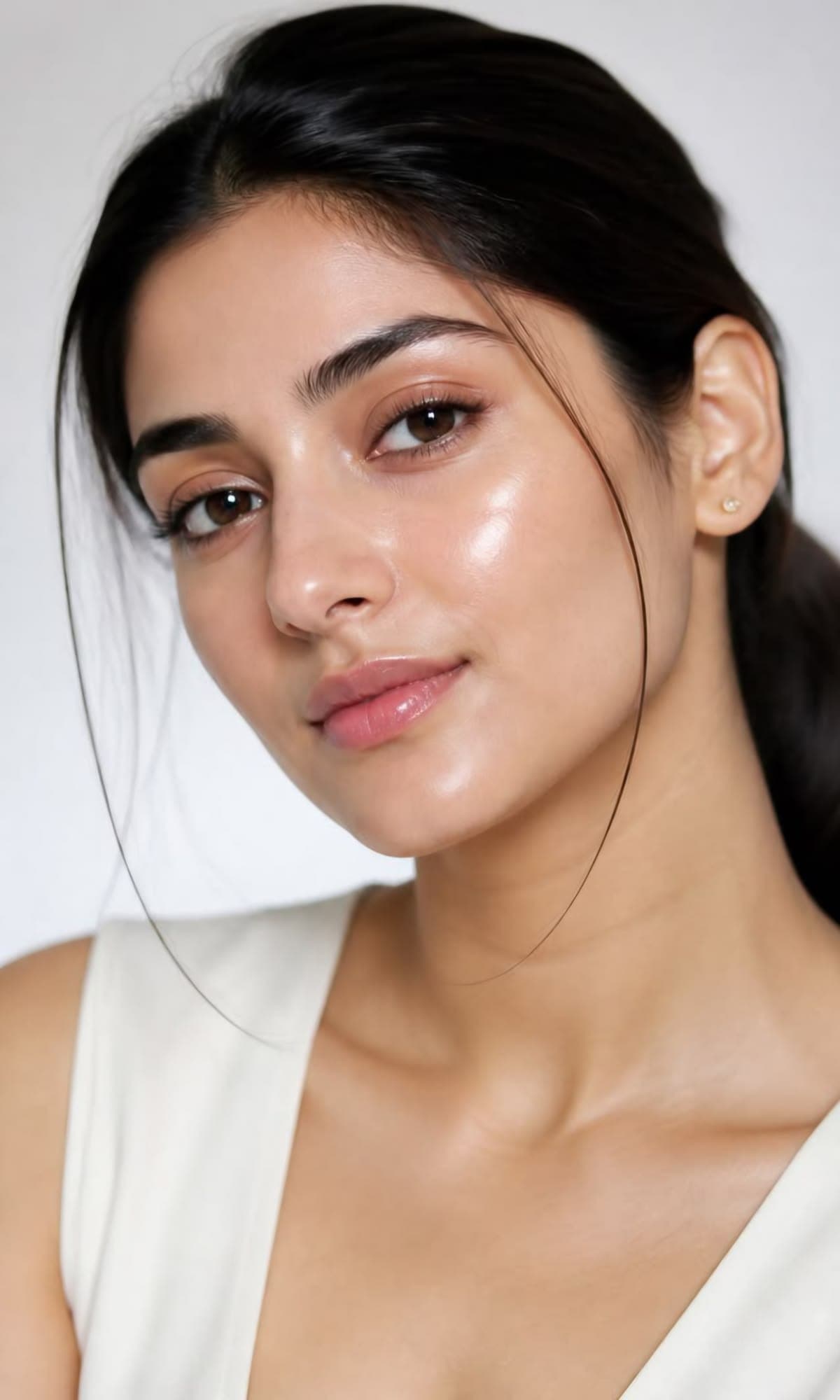 Natural everyday makeup with soft brows and a nude lip
